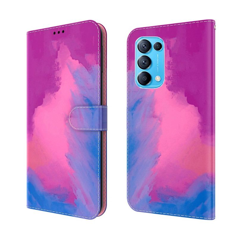 Læder Cover Oppo Find X3 Lite Akvarel