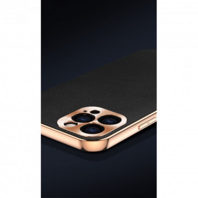 Cover iPhone 12 / 12 Pro Beskyttelsessæt Fotomodulbeskyttelse I Ægte Læder