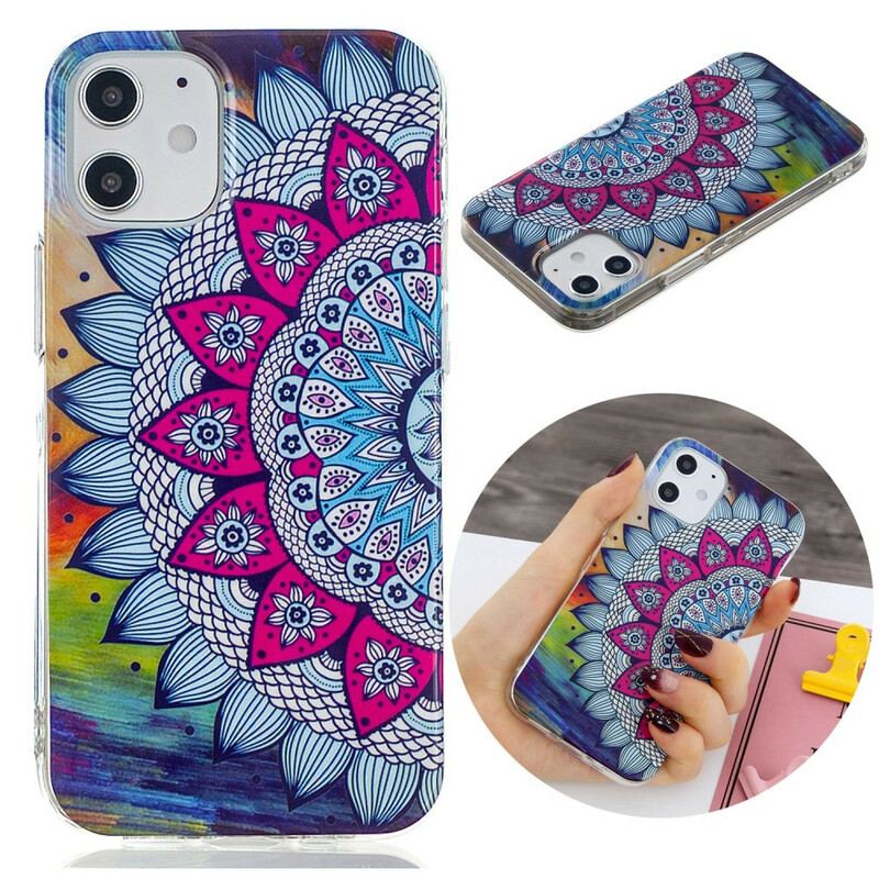 Cover iPhone 12 / 12 Pro Fluorescerende Farverig Mandala