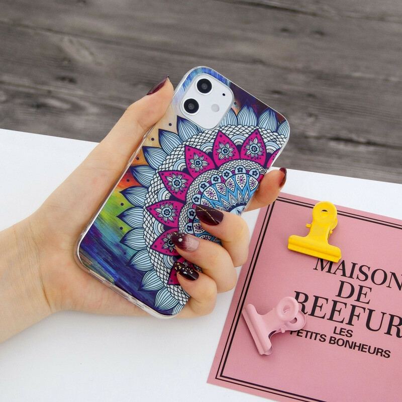 Cover iPhone 12 / 12 Pro Fluorescerende Farverig Mandala