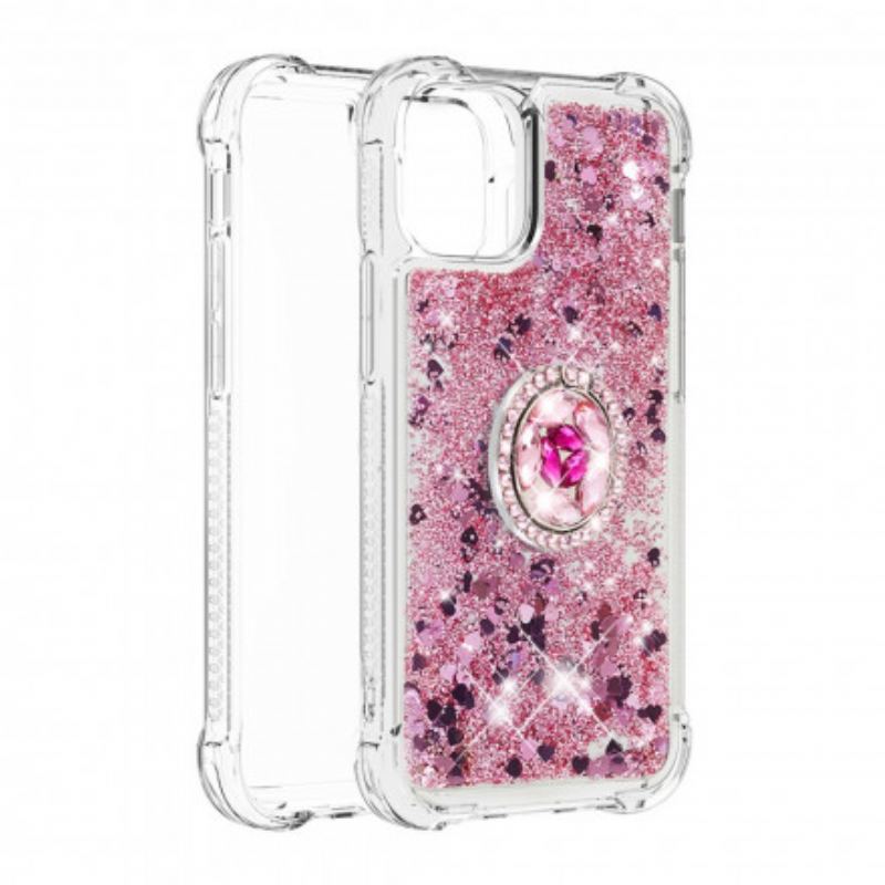 Cover iPhone 12 / 12 Pro Pailletter Med Ring-support