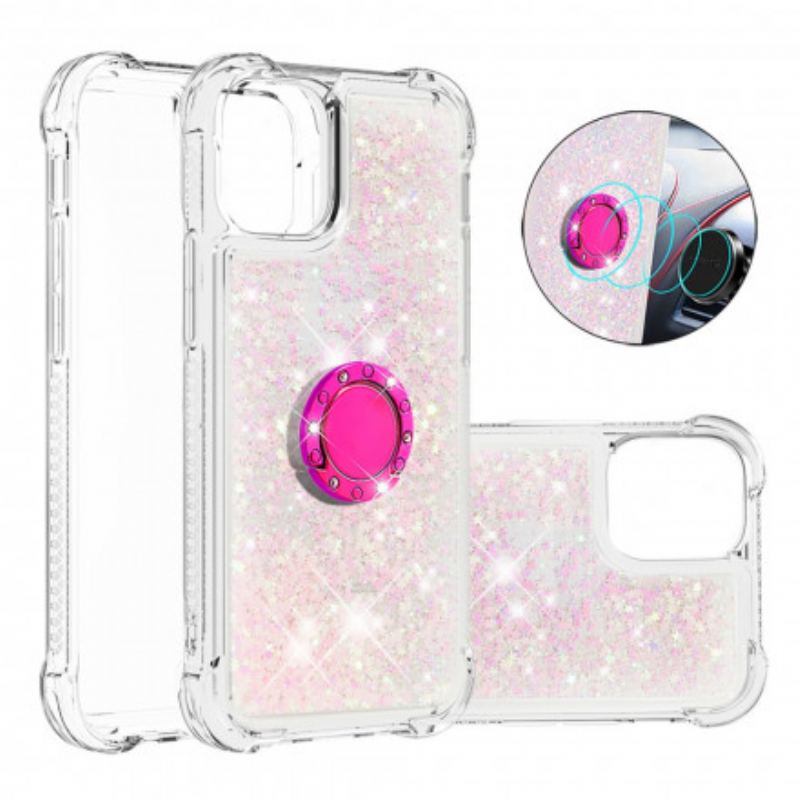 Cover iPhone 12 / 12 Pro Pailletter Med Ring-support