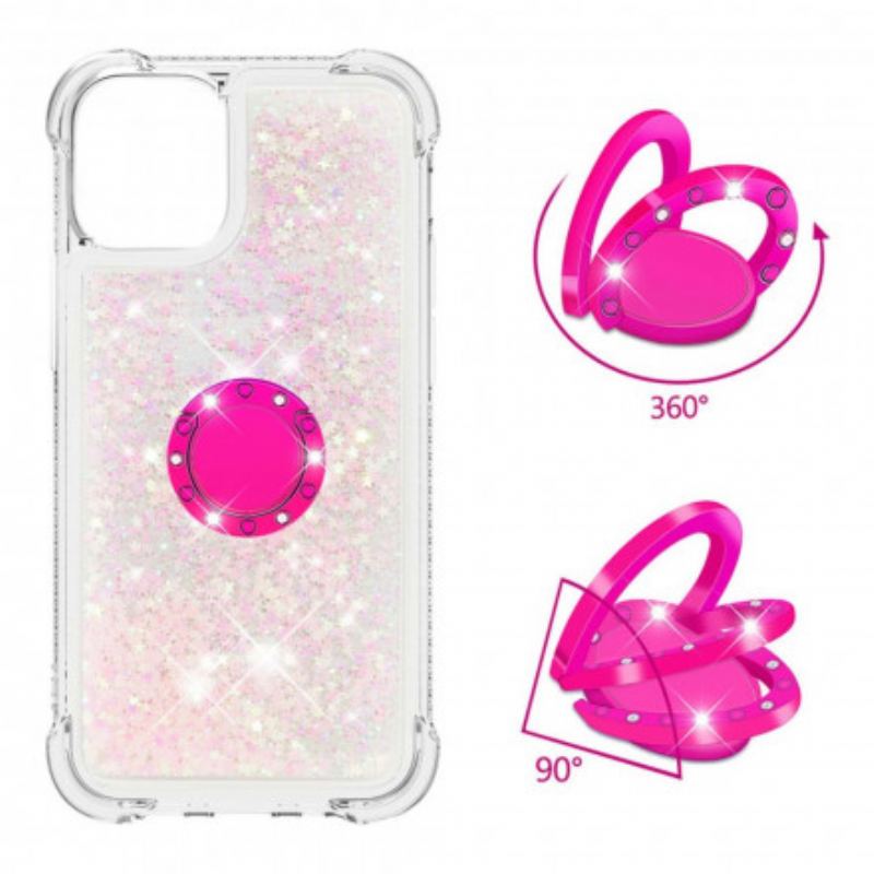 Cover iPhone 12 / 12 Pro Pailletter Med Ring-support