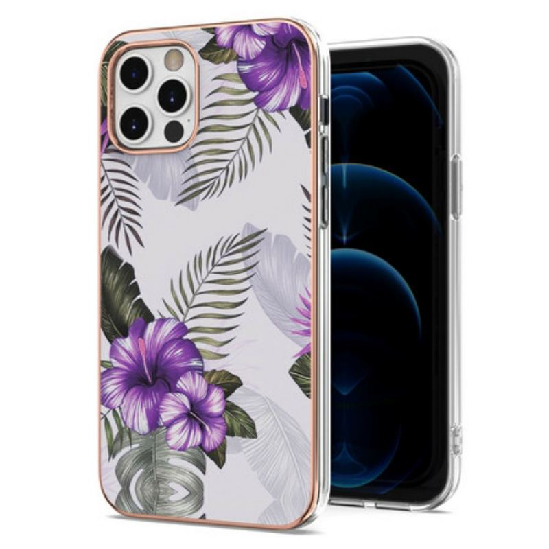 Cover iPhone 12 / 12 Pro Violet Blomster