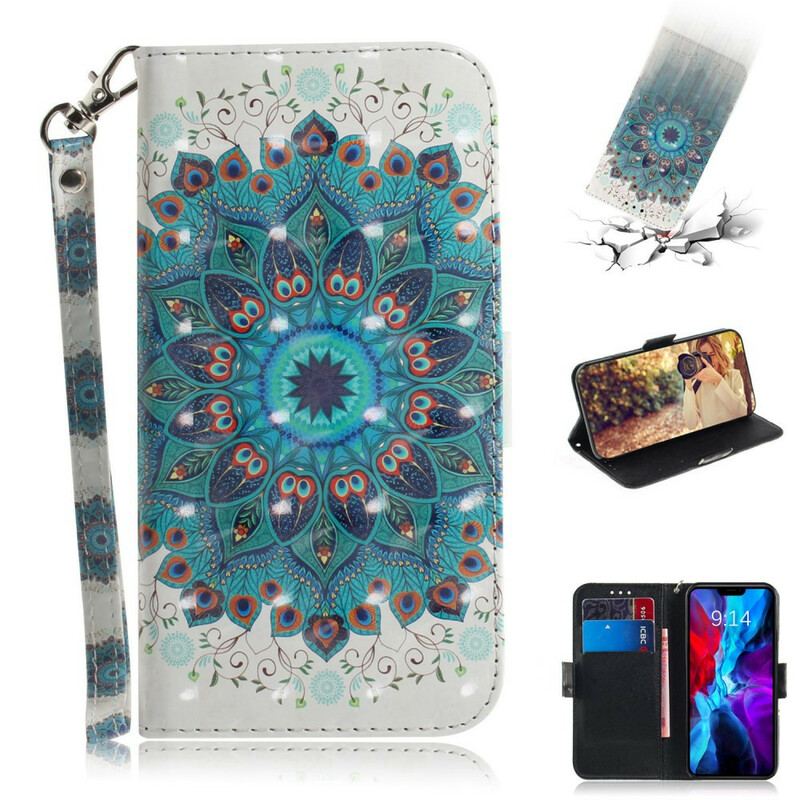 Flip Cover iPhone 12 / 12 Pro Med Snor Mesterlig Mandala Med Rem