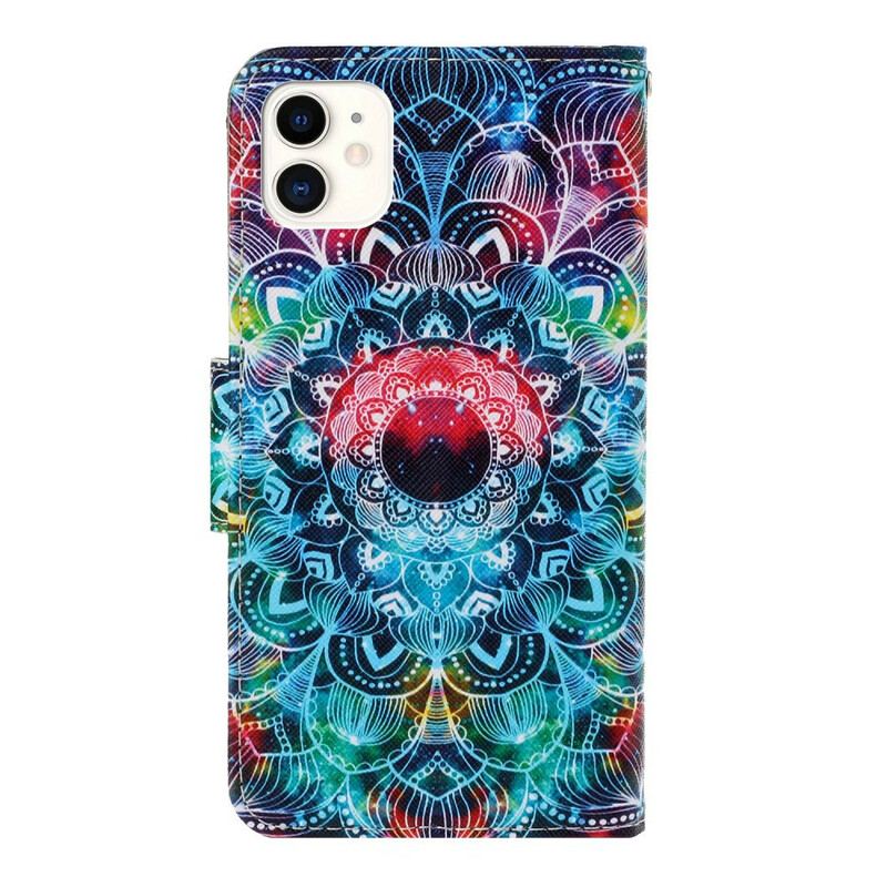 Flip Cover iPhone 12 / 12 Pro Med Snor Prangende Strappy Mandala