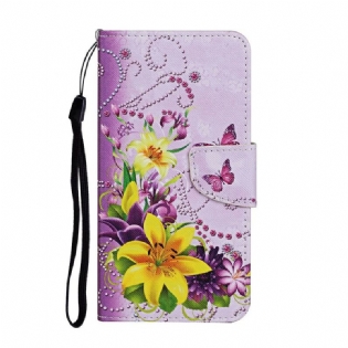 Flip Cover iPhone 12 / 12 Pro Mesterlige Blomster Med Rem