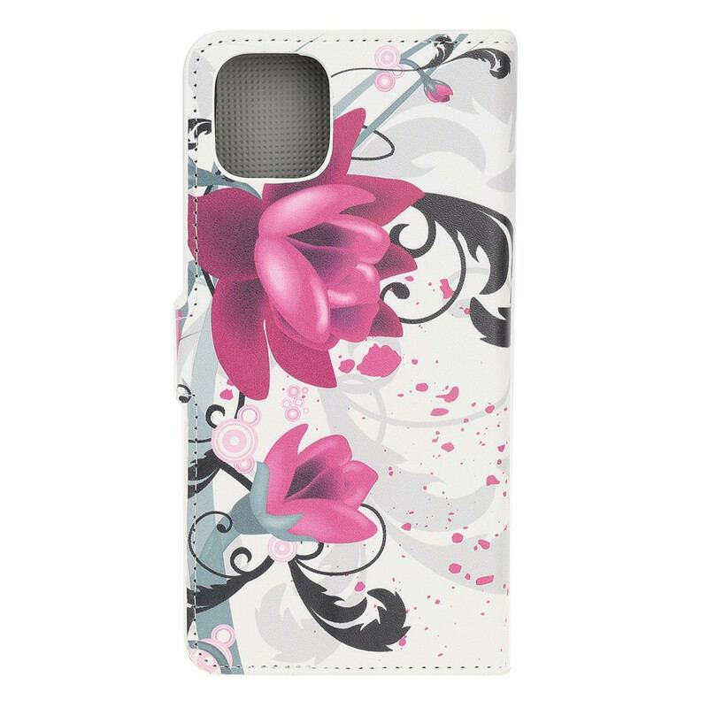 Flip Cover iPhone 12 / 12 Pro Tropiske Blomster