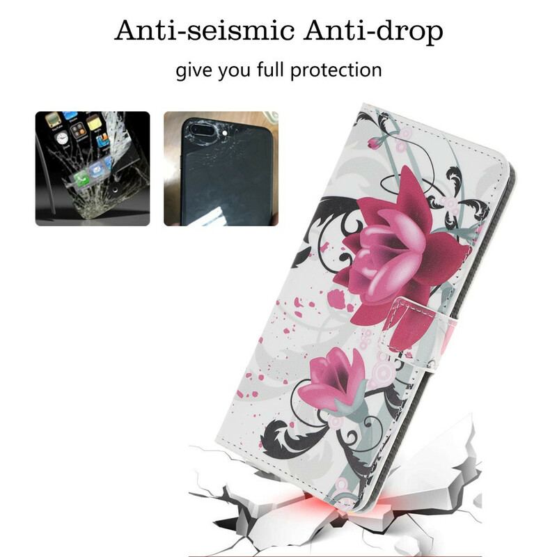 Flip Cover iPhone 12 / 12 Pro Tropiske Blomster