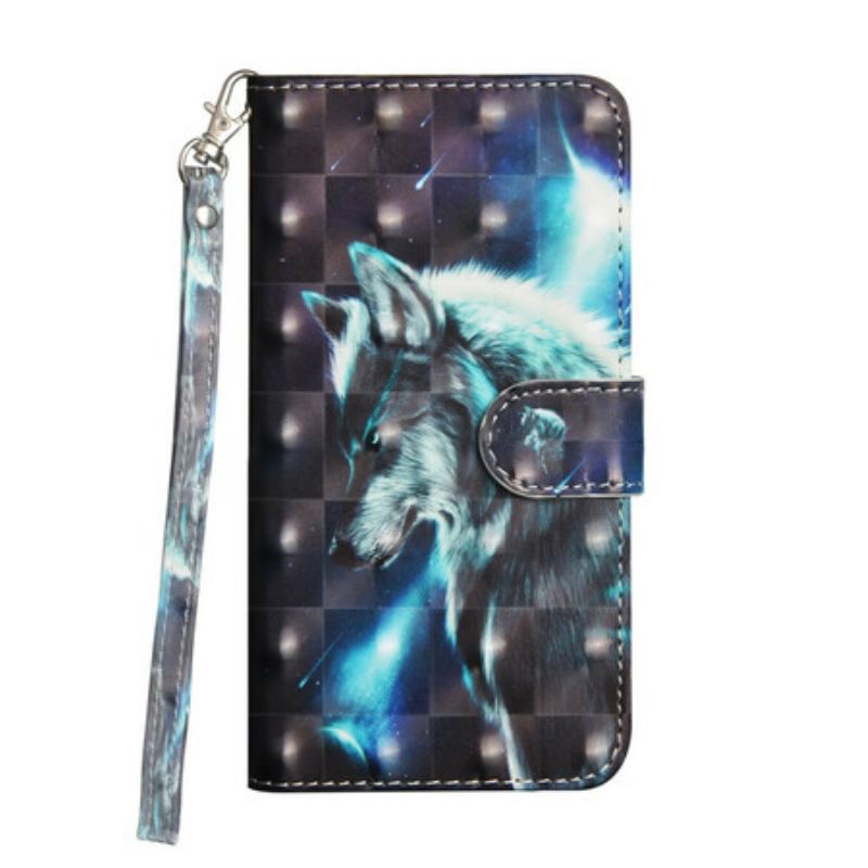 Læder Cover iPhone 12 / 12 Pro Lys Spot Majestic Wolf