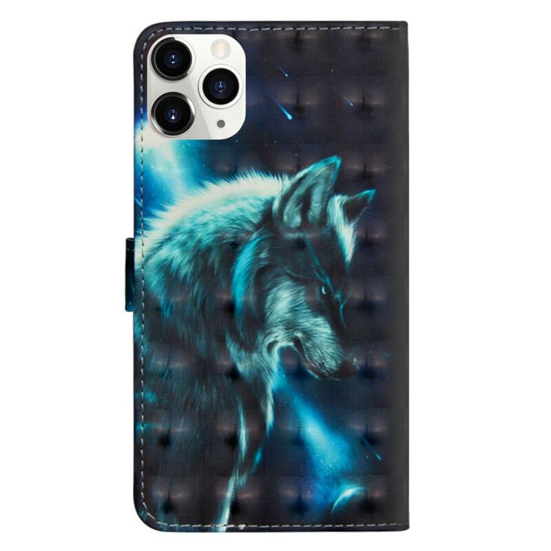 Læder Cover iPhone 12 / 12 Pro Lys Spot Majestic Wolf