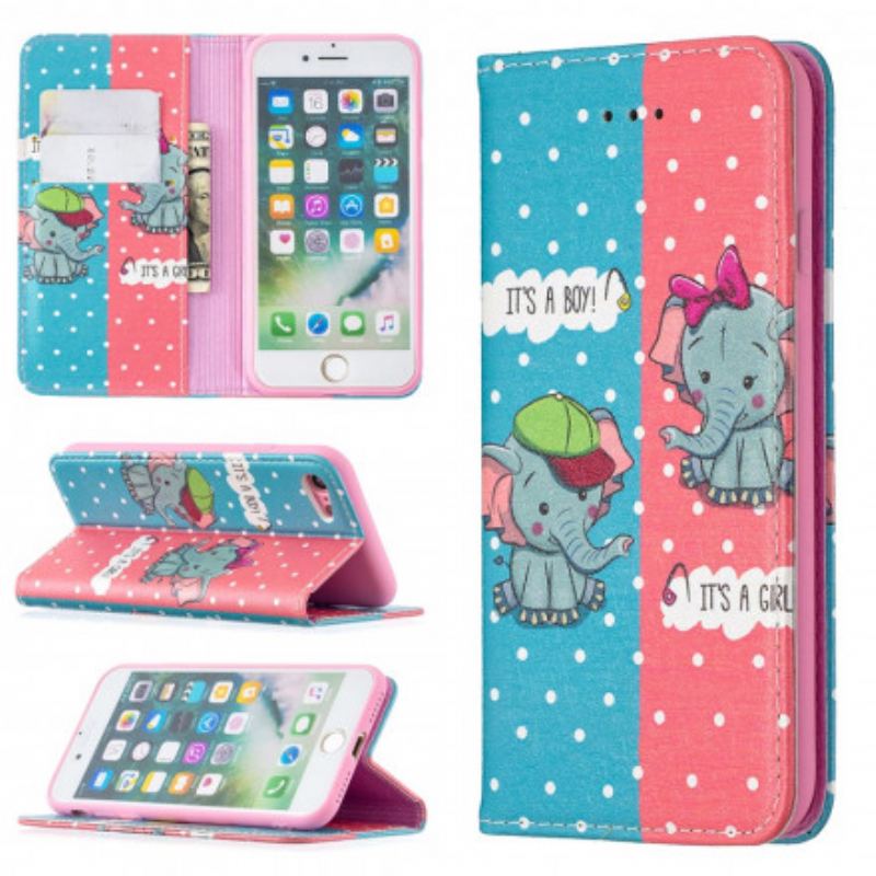 Cover iPhone SE 3 / SE 2 / 8 / 7 Flip Cover Baby Elefanter