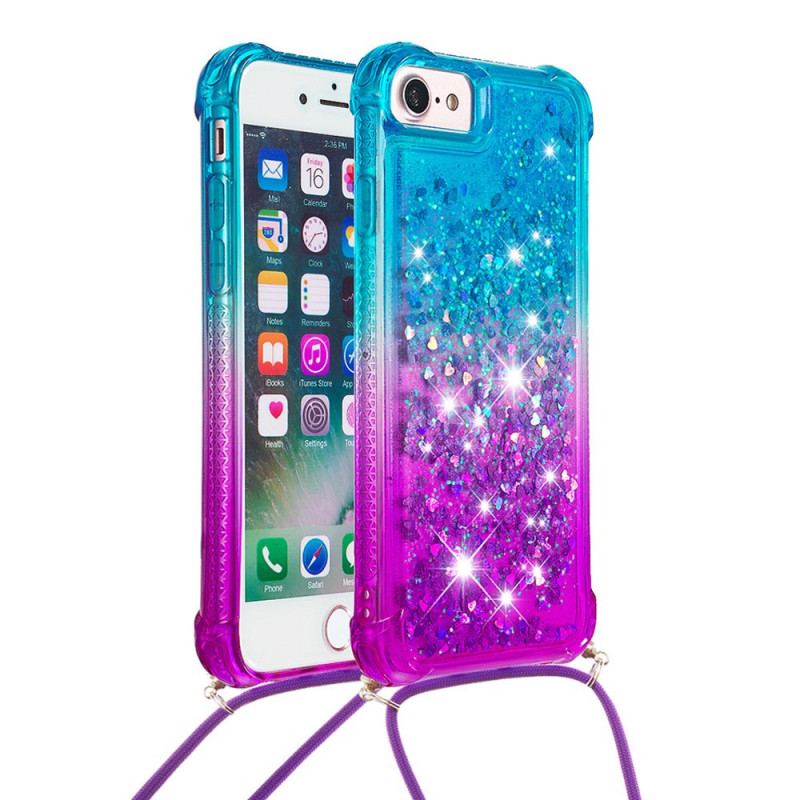 Cover iPhone SE 3 / SE 2 / 8 / 7 Med Snor Glitter Silikonesnor