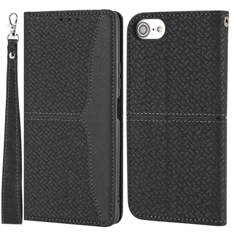 Flip Cover iPhone SE 3 / SE 2 / 8 / 7 Med Snor Strappy Vævet Stil