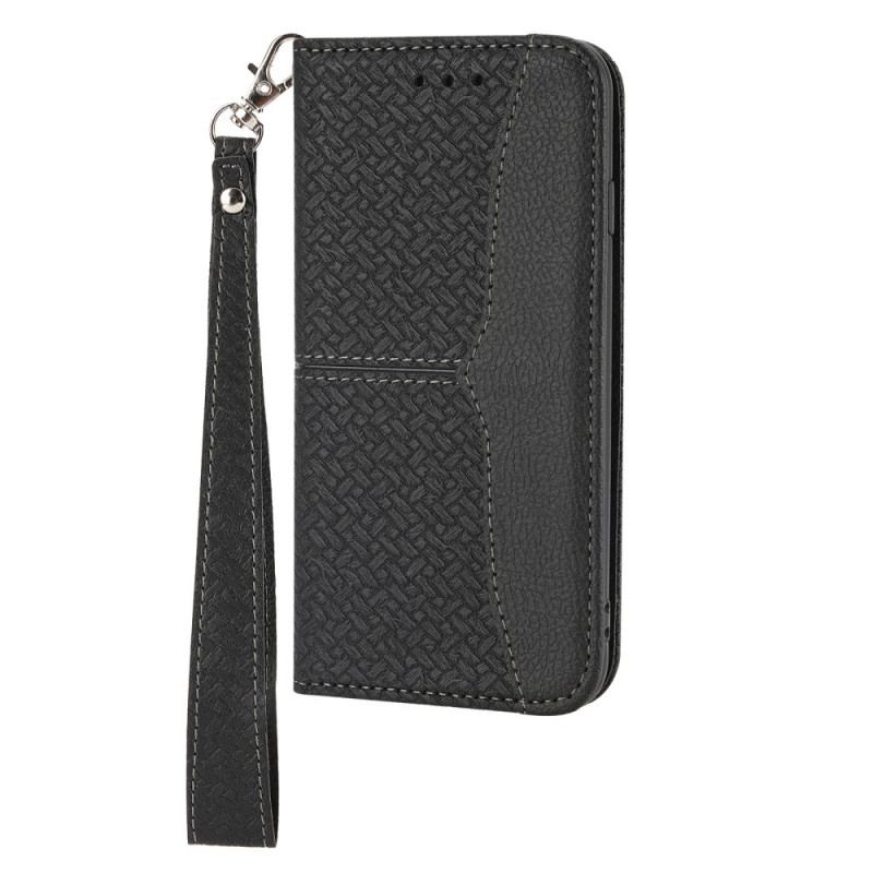 Flip Cover iPhone SE 3 / SE 2 / 8 / 7 Med Snor Strappy Vævet Stil