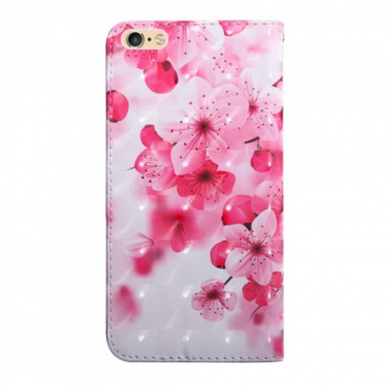 Læder Cover iPhone SE 3 / SE 2 / 8 / 7 Lyserøde Blomster