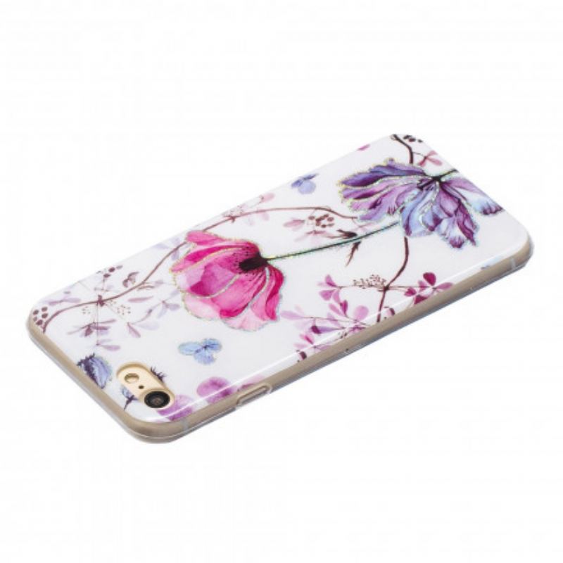 Mobilcover iPhone SE 3 / SE 2 / 8 / 7 Glitter Design Blomster