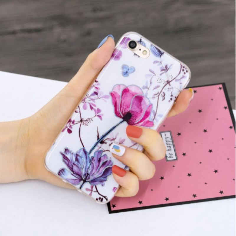 Mobilcover iPhone SE 3 / SE 2 / 8 / 7 Glitter Design Blomster