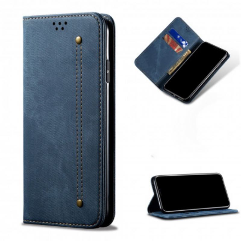 Cover Xiaomi Redmi Note 9 5G Flip Cover Denim Stof