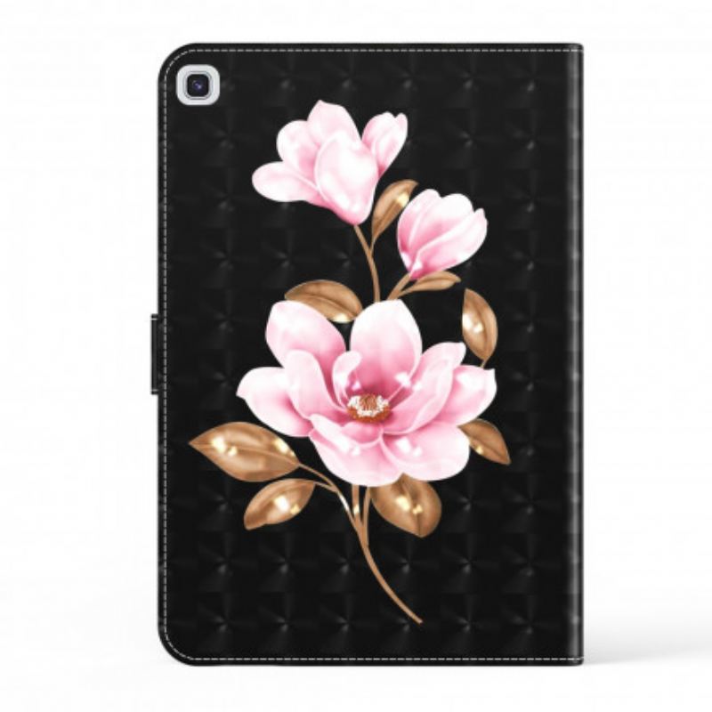 Flip Cover Samsung Galaxy Tab A7 (2020) Lyse Plet Pink Blomster