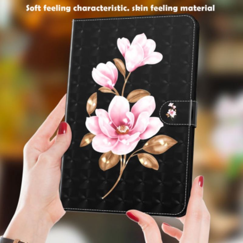 Flip Cover Samsung Galaxy Tab A7 (2020) Lyse Plet Pink Blomster