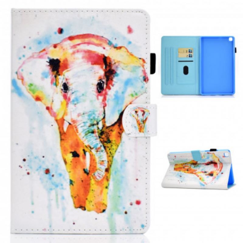 Læder Cover Samsung Galaxy Tab A7 (2020) Akvarel Elefant