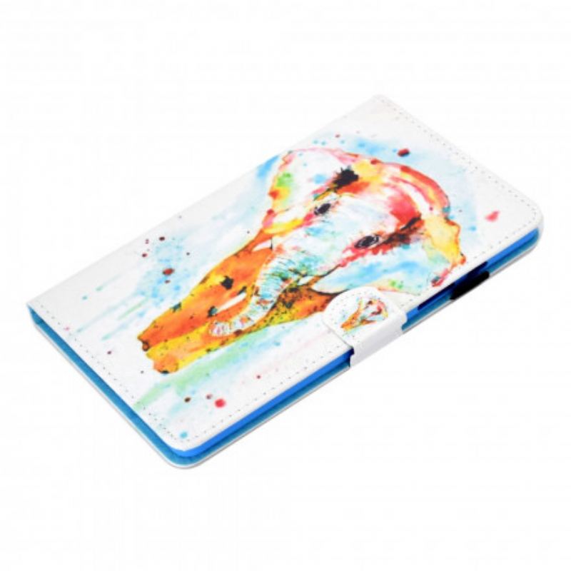 Læder Cover Samsung Galaxy Tab A7 (2020) Akvarel Elefant