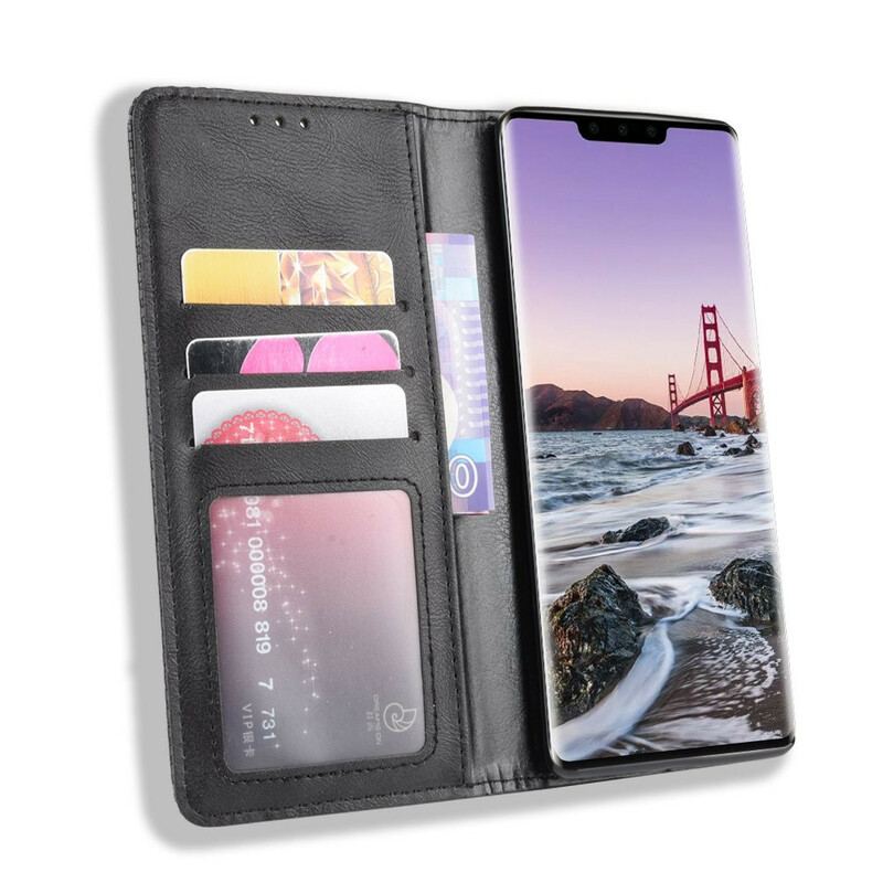 Cover Huawei Mate 30 Pro Flip Cover Stiliseret Vintage Lædereffekt