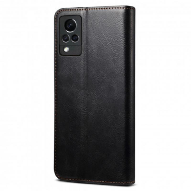 Cover Vivo V21 5G Flip Cover Voksbehandlet Kunstlæder