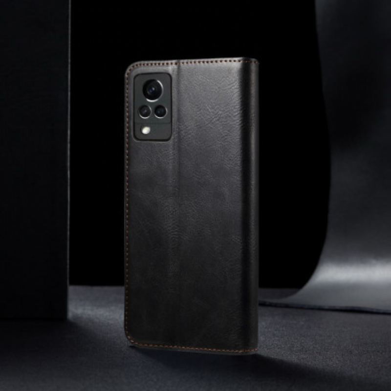 Cover Vivo V21 5G Flip Cover Voksbehandlet Kunstlæder