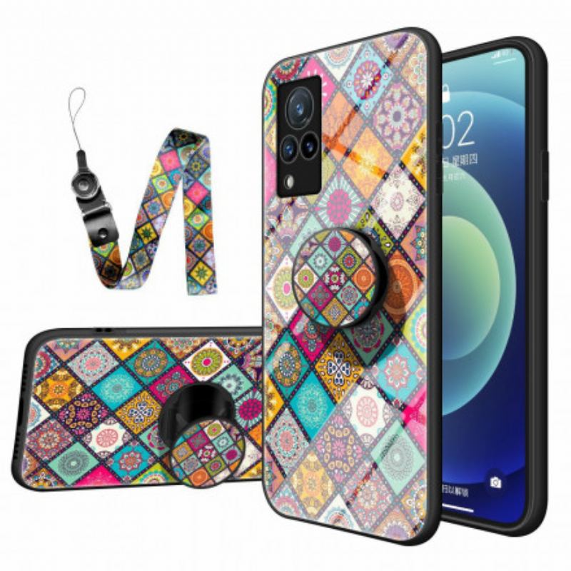 Cover Vivo V21 5G Patchwork Magnetisk Holder