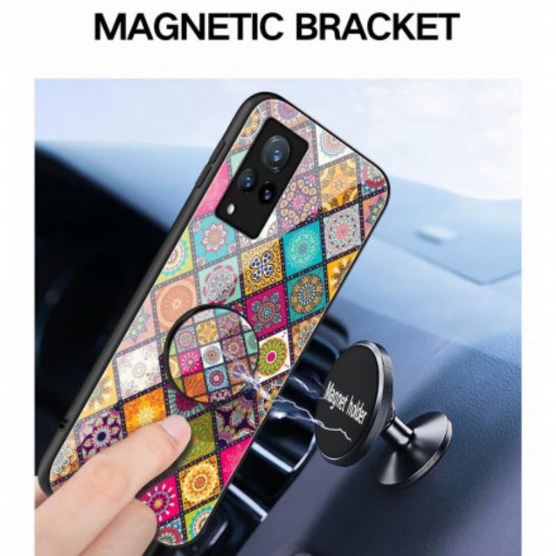 Cover Vivo V21 5G Patchwork Magnetisk Holder