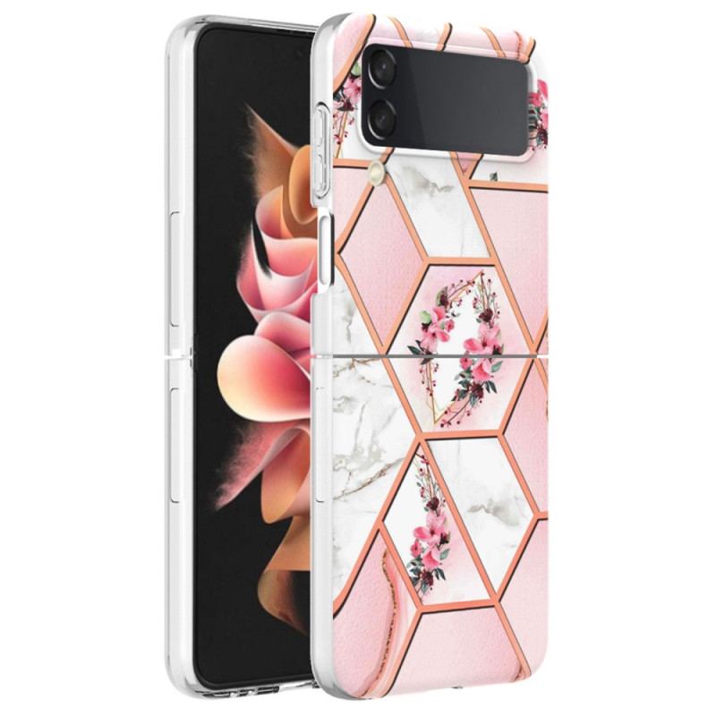 Cover Samsung Galaxy Z Flip 4 Flip Cover Blomster Marmor