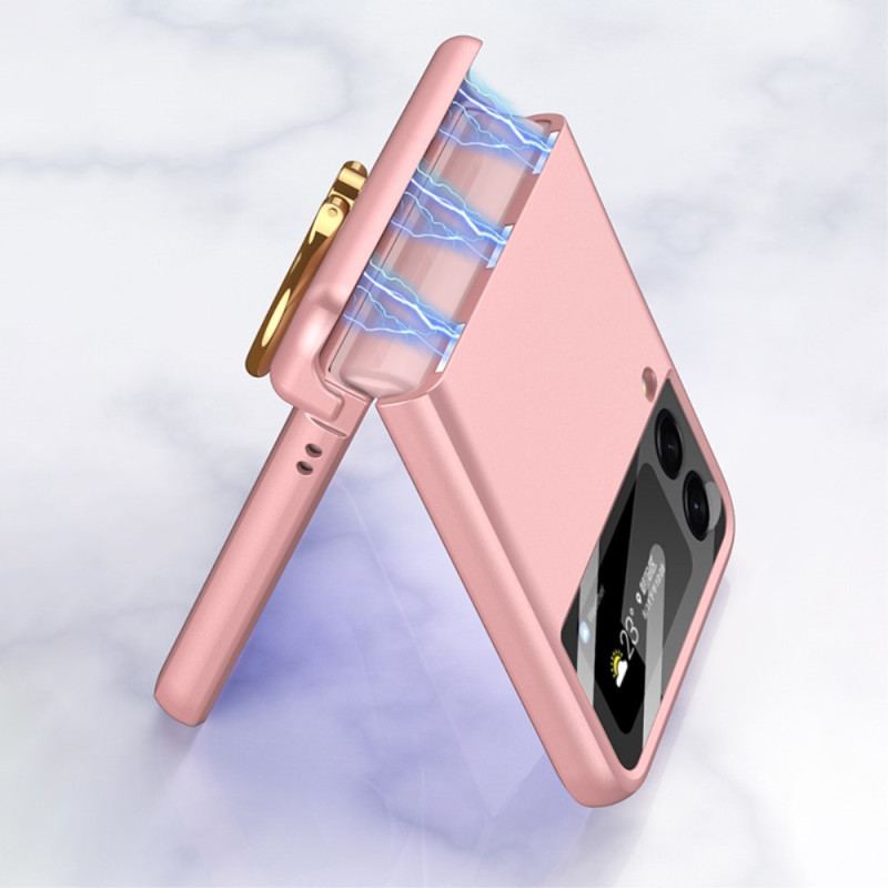 Cover Samsung Galaxy Z Flip 4 Flip Cover Ensfarvet Med Gkk-ring