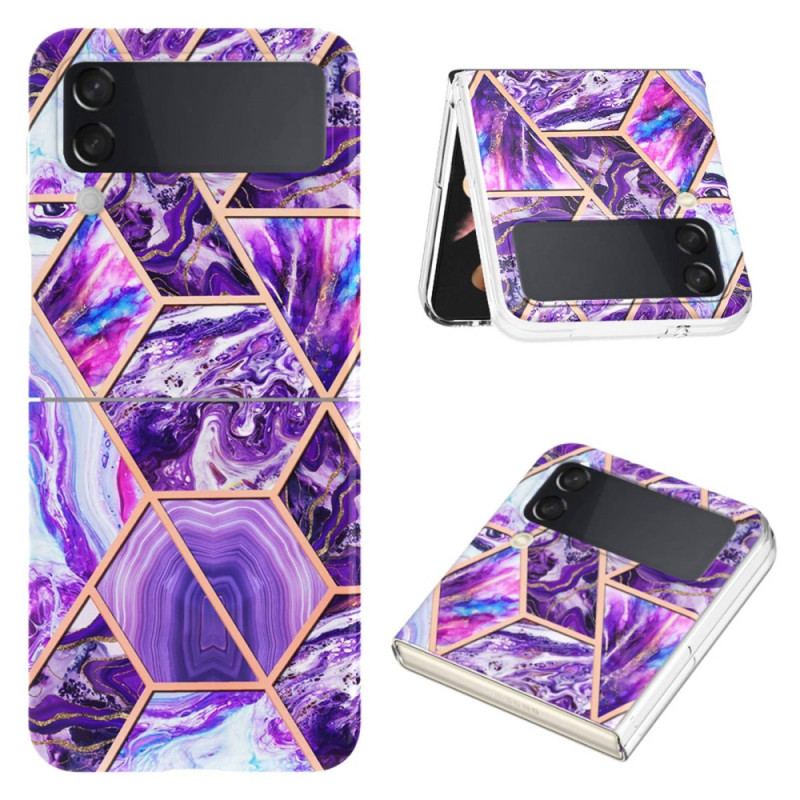 Cover Samsung Galaxy Z Flip 4 Flip Cover Geometrisk Marmor