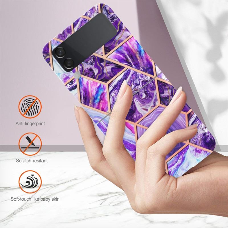 Cover Samsung Galaxy Z Flip 4 Flip Cover Geometrisk Marmor