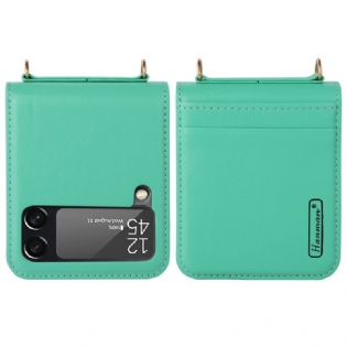 Cover Samsung Galaxy Z Flip 4 Flip Cover Læderstil Med Rem