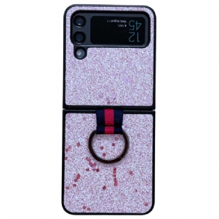 Cover Samsung Galaxy Z Flip 4 Flip Cover Pailletter Med Ring