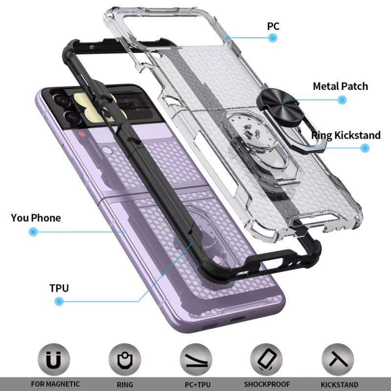 Mobilcover Samsung Galaxy Z Flip 4 Flip Cover Honeycomb Med Ring-støtte