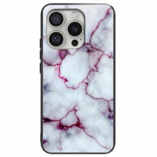 Cover iPhone 16 Pro Max Lilla Marmor Hærdet Glas