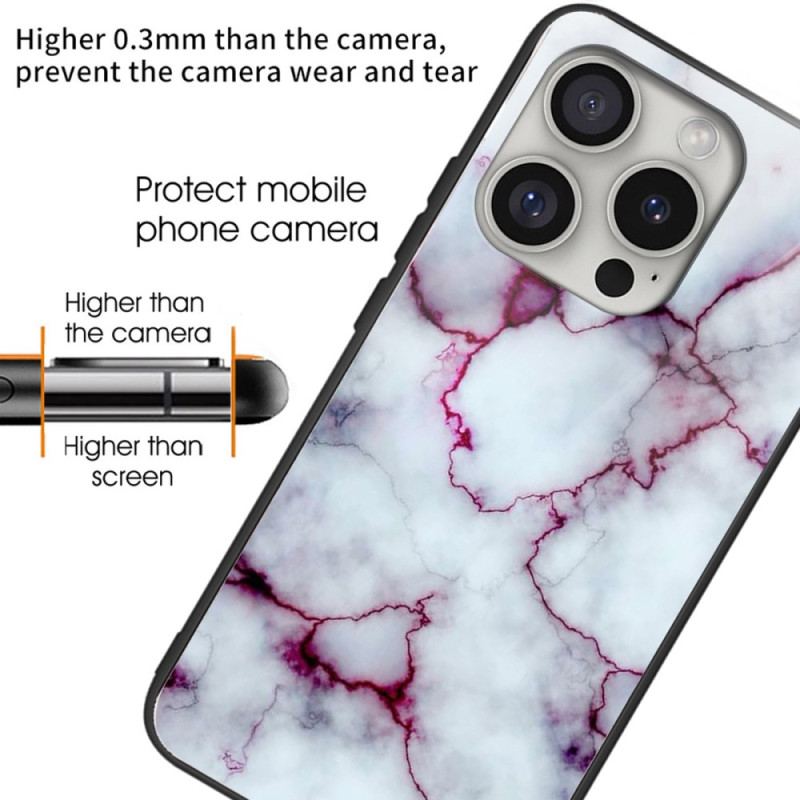 Cover iPhone 16 Pro Max Lilla Marmor Hærdet Glas