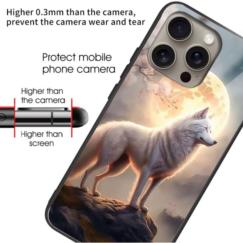 Cover iPhone 16 Pro Max Moonlight Wolf Hærdet Glas