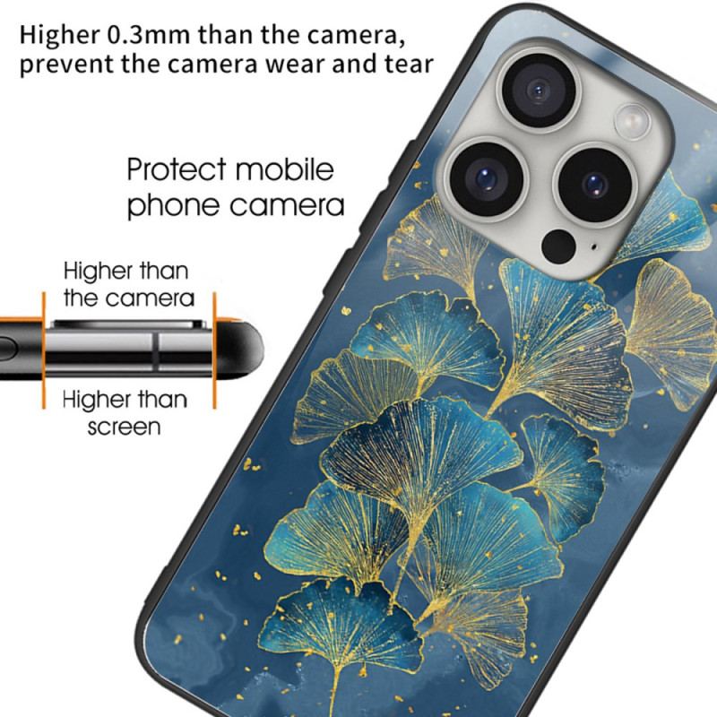 Cover iPhone 16 Pro Max Telefon Etui Ginkgoblade Af Hærdet Glas