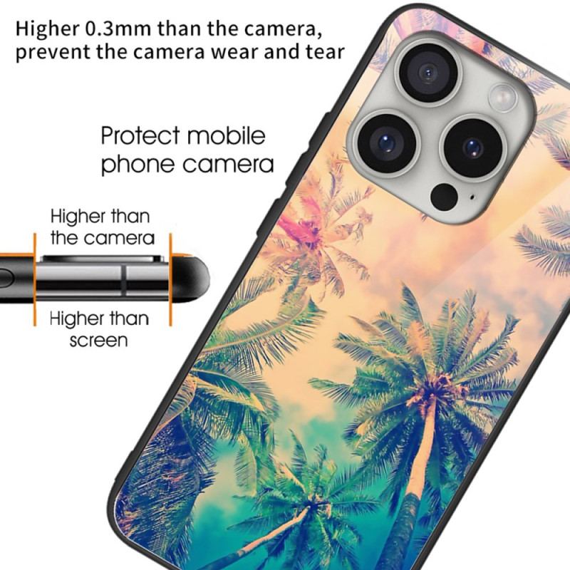 Cover iPhone 16 Pro Max Telefon Etui Palme Hærdet Glas