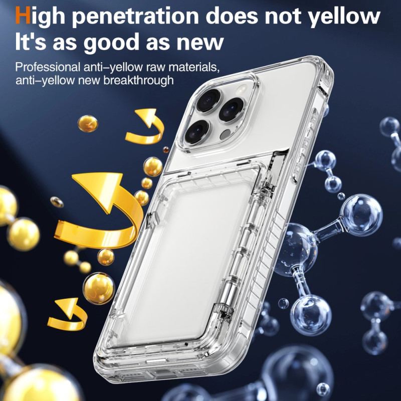 Cover Til iPhone 16 Pro Max Gennemsigtig Kortholder Og Støtte