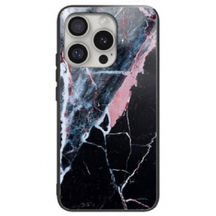 Cover Til iPhone 16 Pro Max Sort Marmor Hærdet Glas