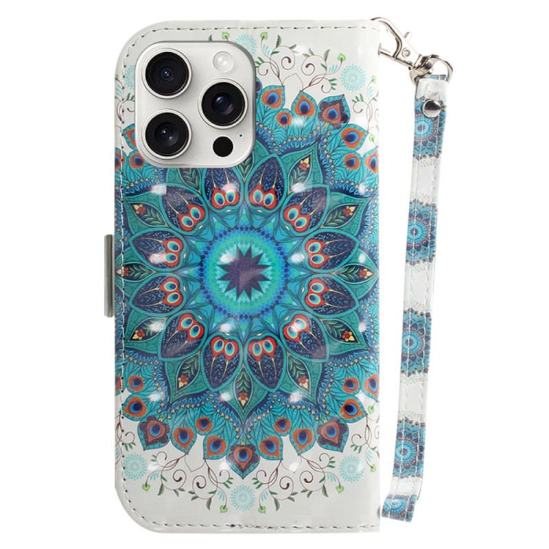 Flip Cover iPhone 16 Pro Max Grøn Mandala Med Rem