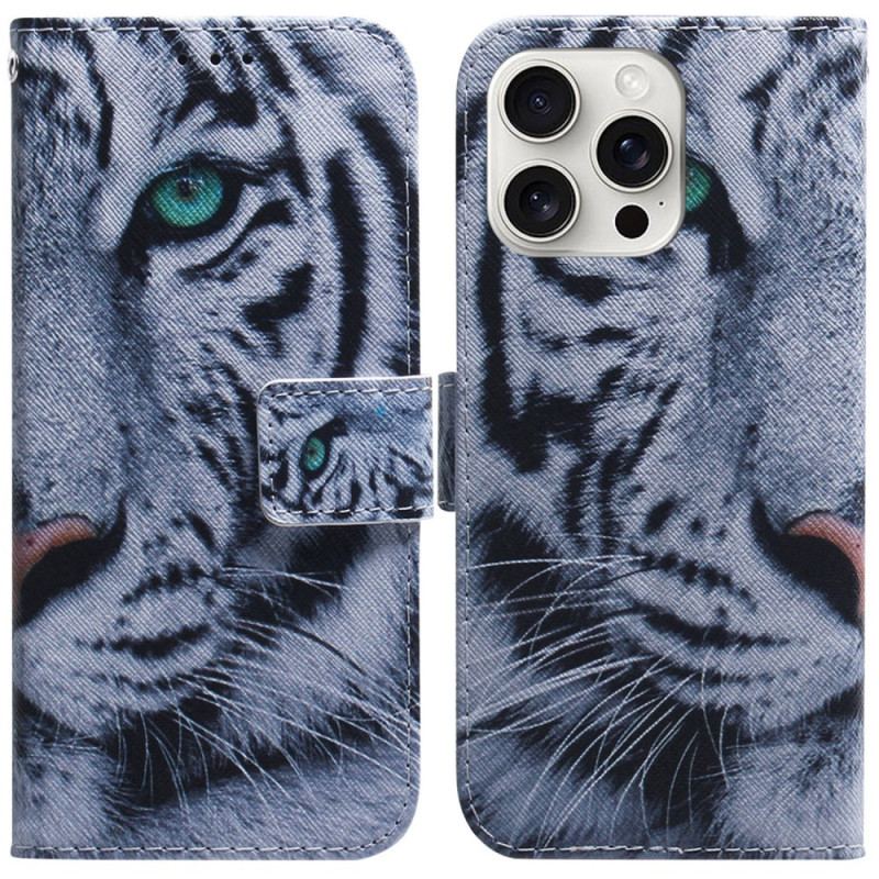 Flip Cover iPhone 16 Pro Max Hvid Tiger