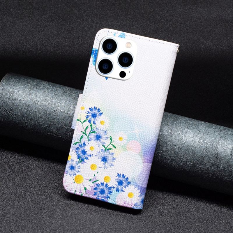 Flip Cover iPhone 16 Pro Max Sommerfugl Og Blomster