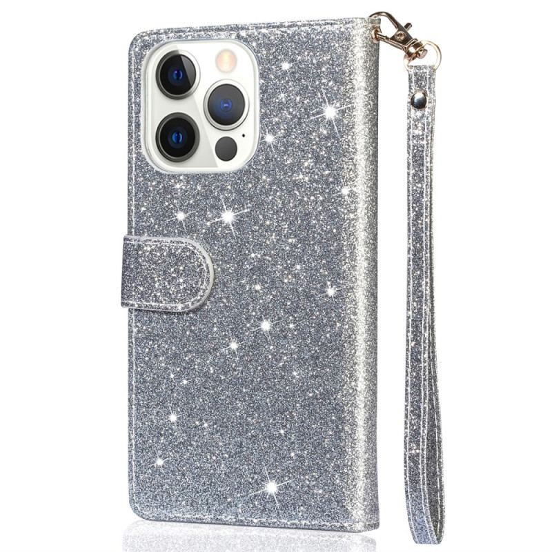 Flip Cover Til iPhone 16 Pro Max Glitter Lynlåslomme